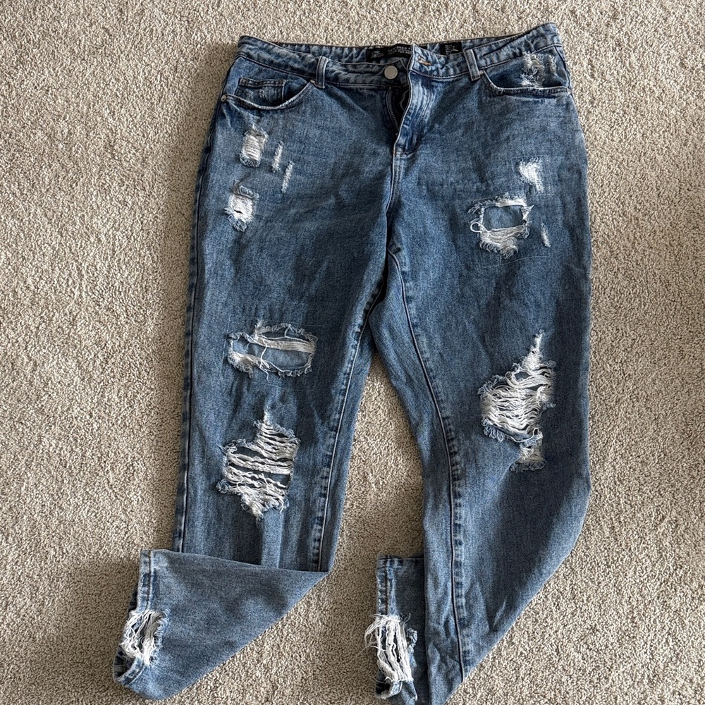 Distressed Blue Jeans